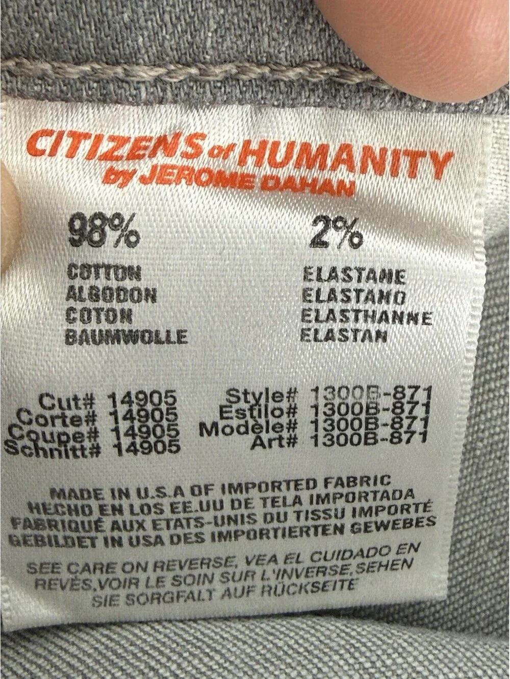 Citizens of Humanity Gray Low-Rise Skinny Stretch Jeans, 5-Pocket